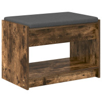 Produktbild för Hallbänk Rökt Ek 63 x 38 x 45 cm Konstruerat Trä och Tyg