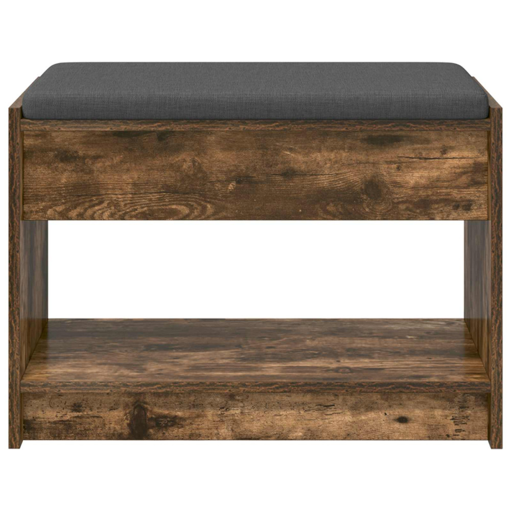 Produktbild för Hallbänk Rökt Ek 63 x 38 x 45 cm Konstruerat Trä och Tyg