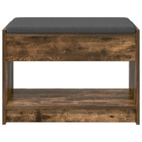 Produktbild för Hallbänk Rökt Ek 63 x 38 x 45 cm Konstruerat Trä och Tyg