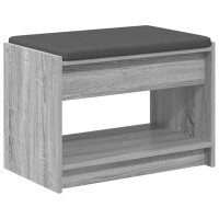 Produktbild för Hallbänk Grå Sonoma 63 x 38 x 45 cm Konstruerat Trä och Tyg
