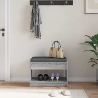 Produktbild för Hallbänk Grå Sonoma 63 x 38 x 45 cm Konstruerat Trä och Tyg