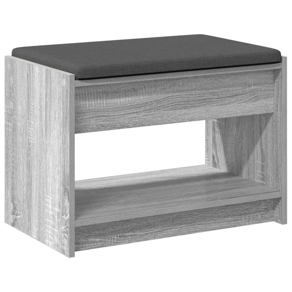 Produktbild för Hallbänk Grå Sonoma 63 x 38 x 45 cm Konstruerat Trä och Tyg