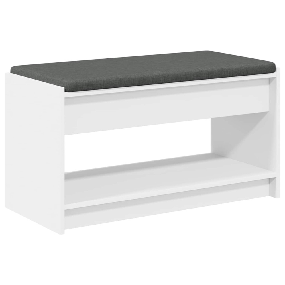 Produktbild för Hallbänk med kudde Vit 83 x 38 x 45 cm Konstruerat Trä och Tyg