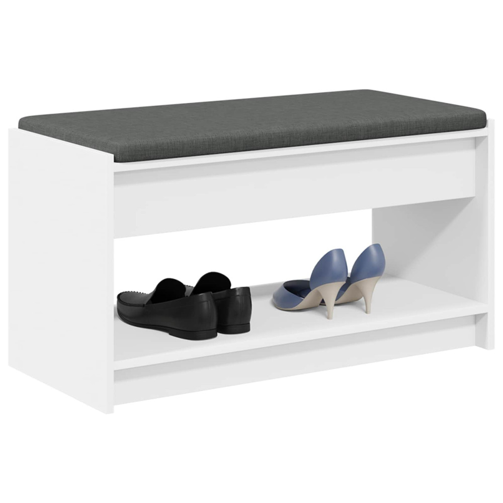 Produktbild för Hallbänk med kudde Vit 83 x 38 x 45 cm Konstruerat Trä och Tyg