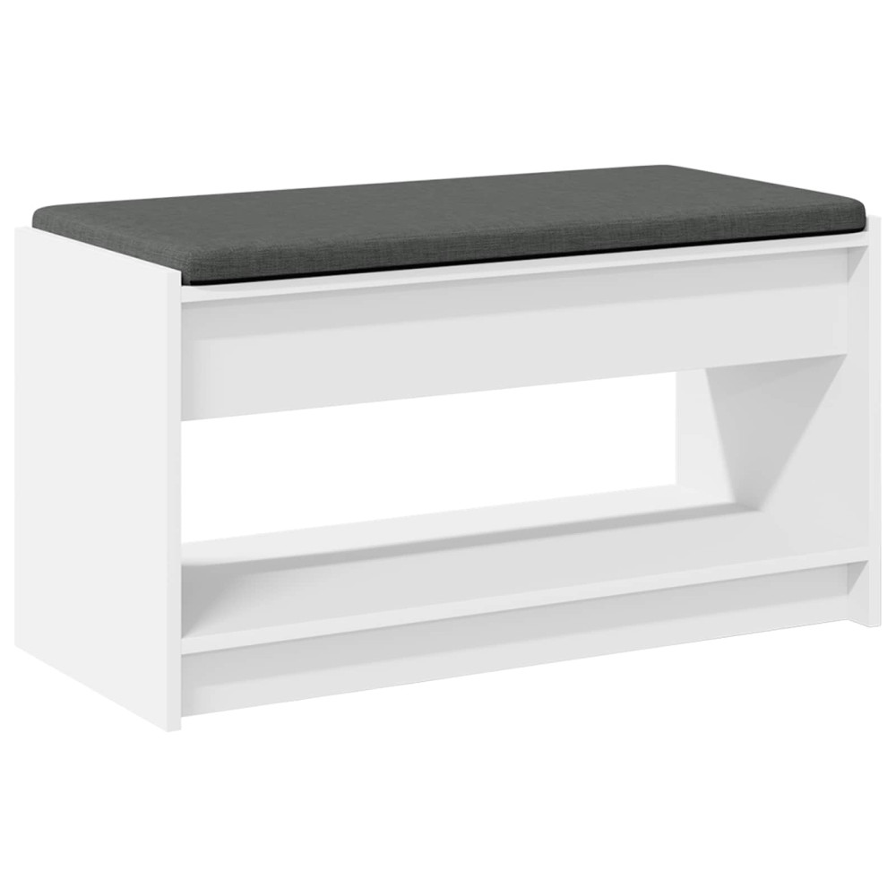 Produktbild för Hallbänk med kudde Vit 83 x 38 x 45 cm Konstruerat Trä och Tyg
