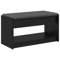 Produktbild för Hallbänk Svart Ek 83 x 38 x 45 cm Konstruerat Trä och Tyg