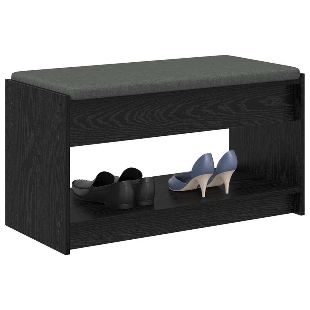 Produktbild för Hallbänk Svart Ek 83 x 38 x 45 cm Konstruerat Trä och Tyg
