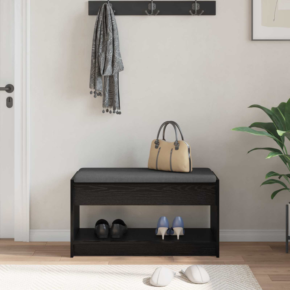 Produktbild för Hallbänk Svart Ek 83 x 38 x 45 cm Konstruerat Trä och Tyg