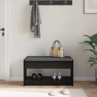 Produktbild för Hallbänk Svart Ek 83 x 38 x 45 cm Konstruerat Trä och Tyg