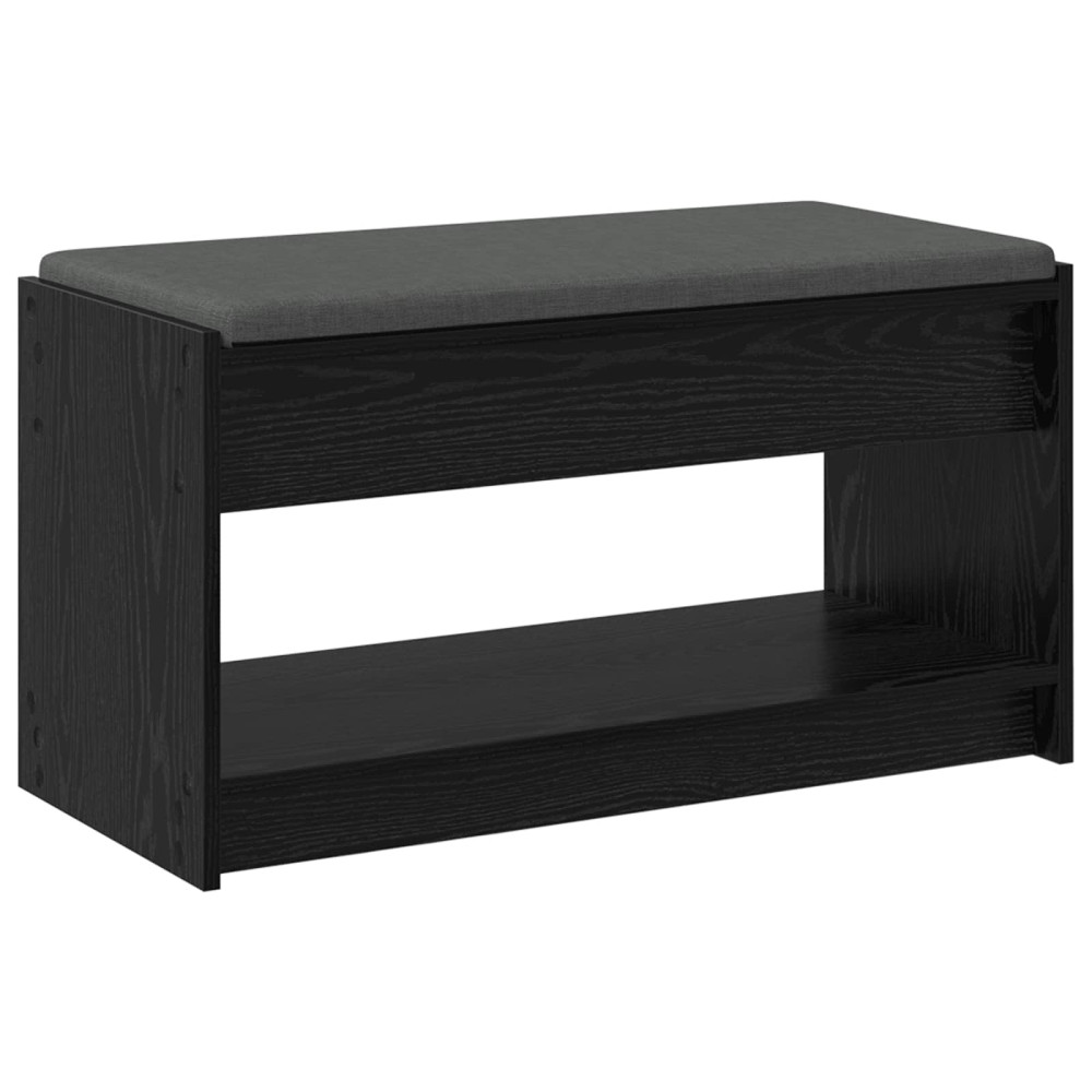 Produktbild för Hallbänk Svart Ek 83 x 38 x 45 cm Konstruerat Trä och Tyg