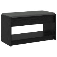 Produktbild för Hallbänk Svart Ek 83 x 38 x 45 cm Konstruerat Trä och Tyg