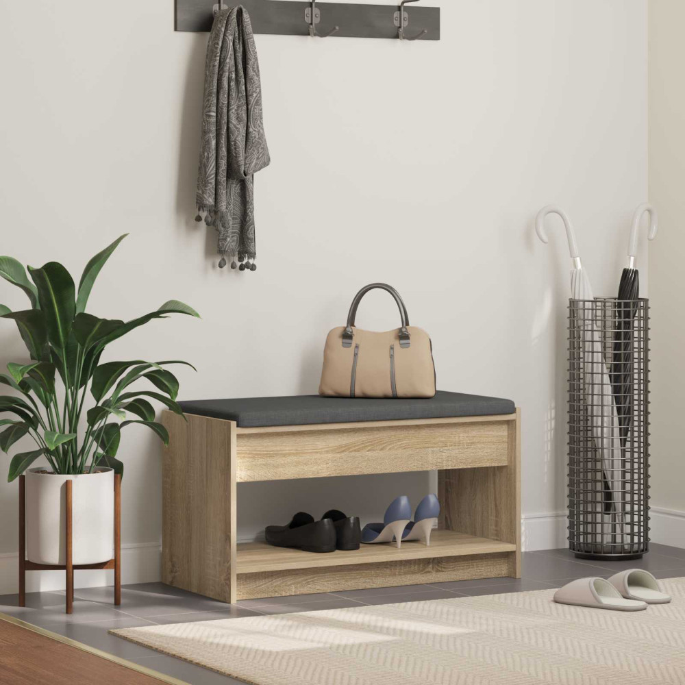Produktbild för Hallbänk Sonoma-ek 83 x 38 x 45 cm Konstruerat Trä och Tyg