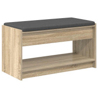 Produktbild för Hallbänk Sonoma-ek 83 x 38 x 45 cm Konstruerat Trä och Tyg