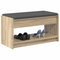 Produktbild för Hallbänk Sonoma-ek 83 x 38 x 45 cm Konstruerat Trä och Tyg