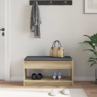 Produktbild för Hallbänk Sonoma-ek 83 x 38 x 45 cm Konstruerat Trä och Tyg