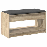 Produktbild för Hallbänk Sonoma-ek 83 x 38 x 45 cm Konstruerat Trä och Tyg
