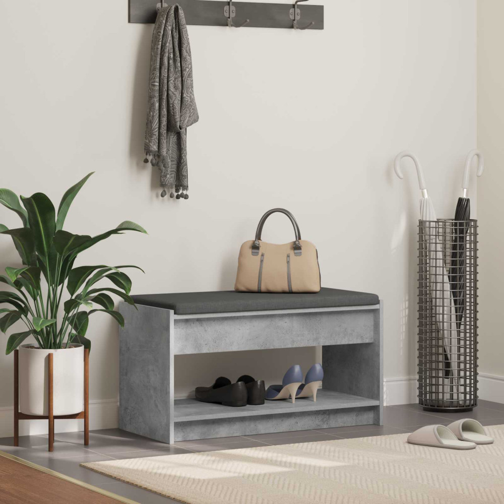 Produktbild för Hallbänk BetongGrå 83 x 38 x 45 cm Konstruerat Trä och Tyg
