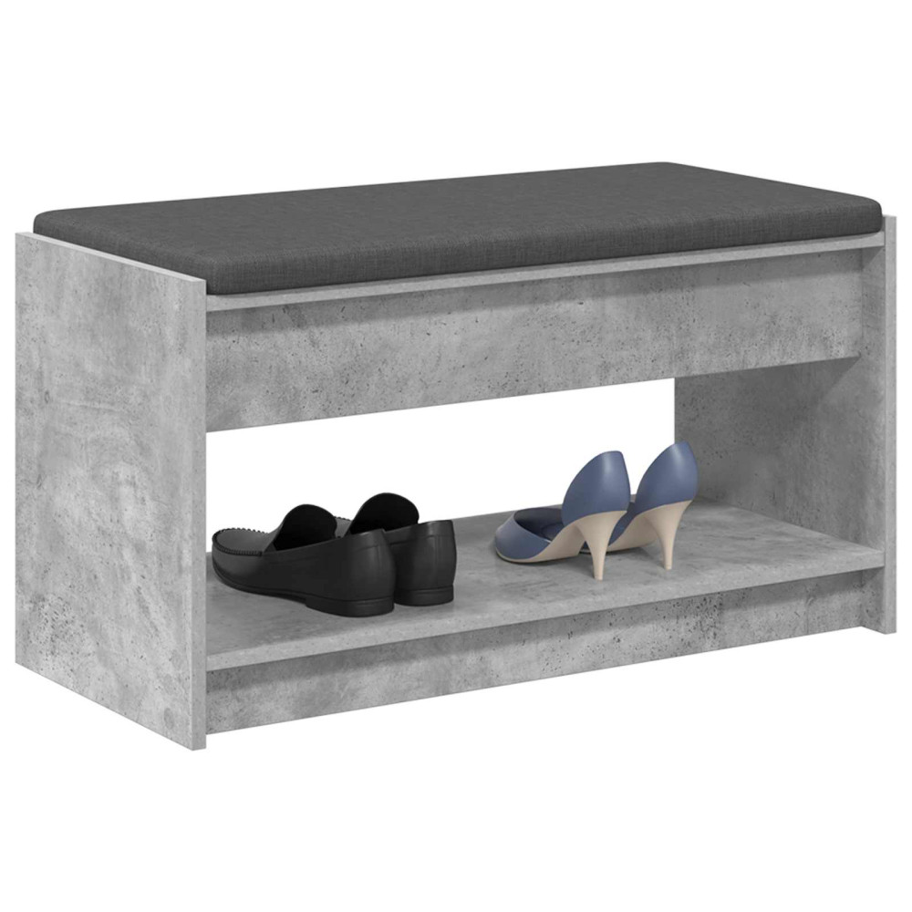 Produktbild för Hallbänk BetongGrå 83 x 38 x 45 cm Konstruerat Trä och Tyg