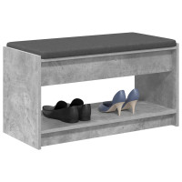 Produktbild för Hallbänk BetongGrå 83 x 38 x 45 cm Konstruerat Trä och Tyg