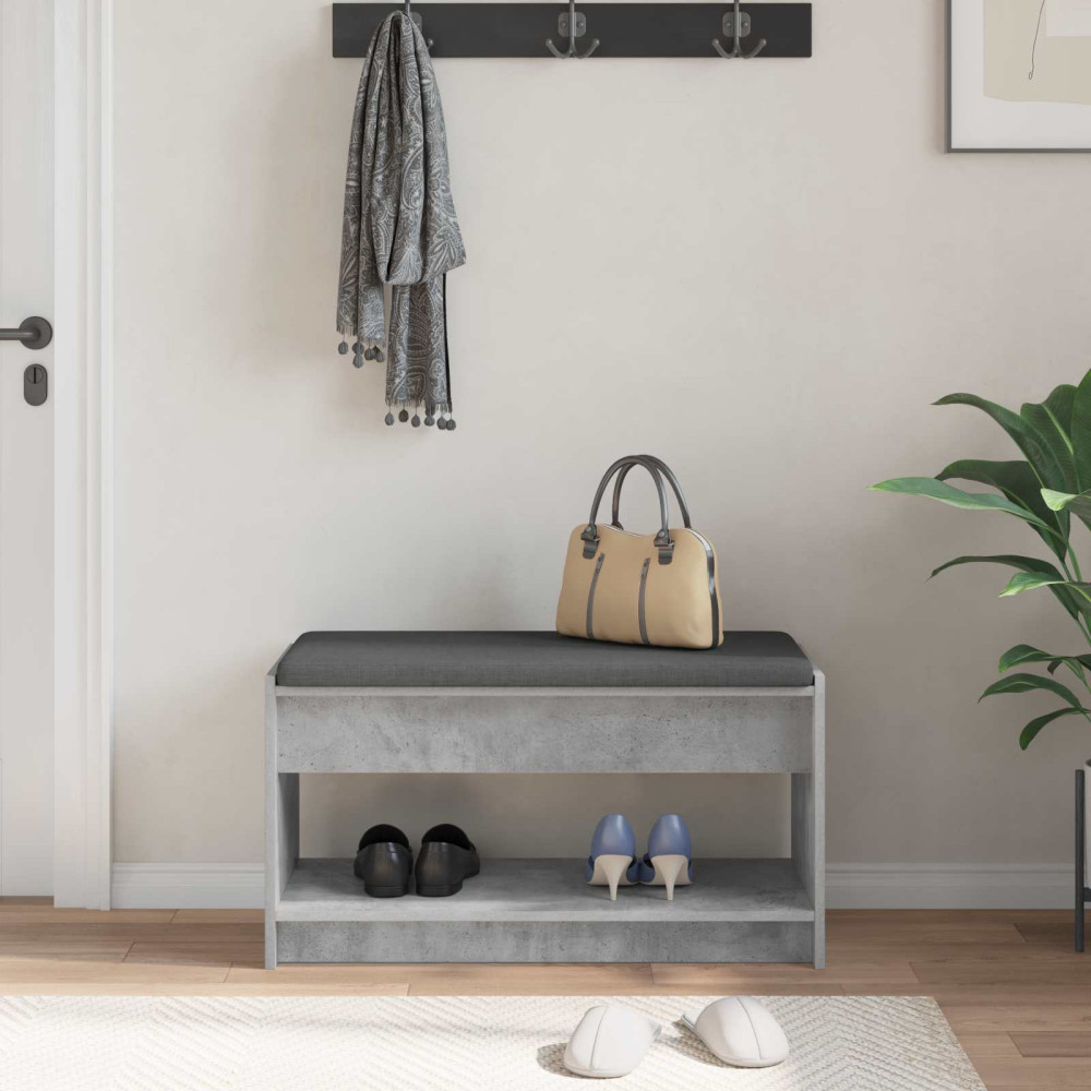 Produktbild för Hallbänk BetongGrå 83 x 38 x 45 cm Konstruerat Trä och Tyg