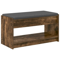 Produktbild för Hallbänk Rökt Ek 83 x 38 x 45 cm Konstruerat Trä och Tyg