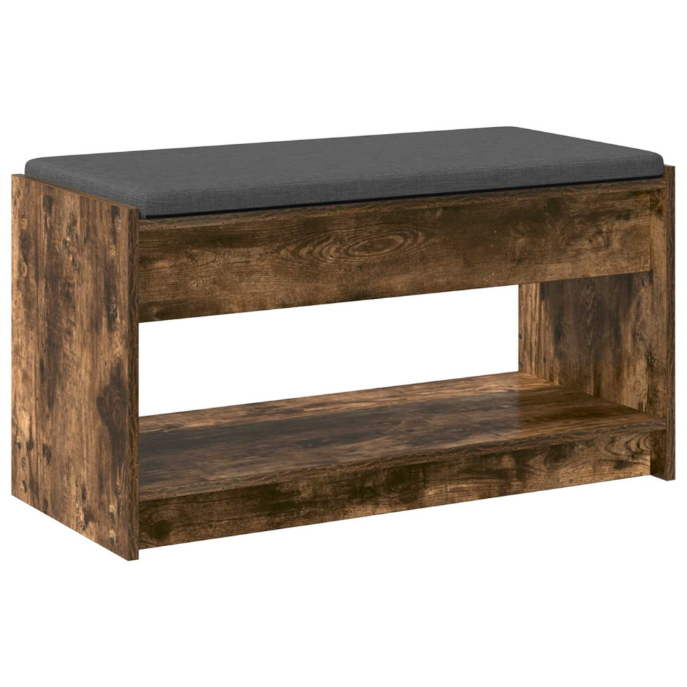 Produktbild för Hallbänk Rökt Ek 83 x 38 x 45 cm Konstruerat Trä och Tyg