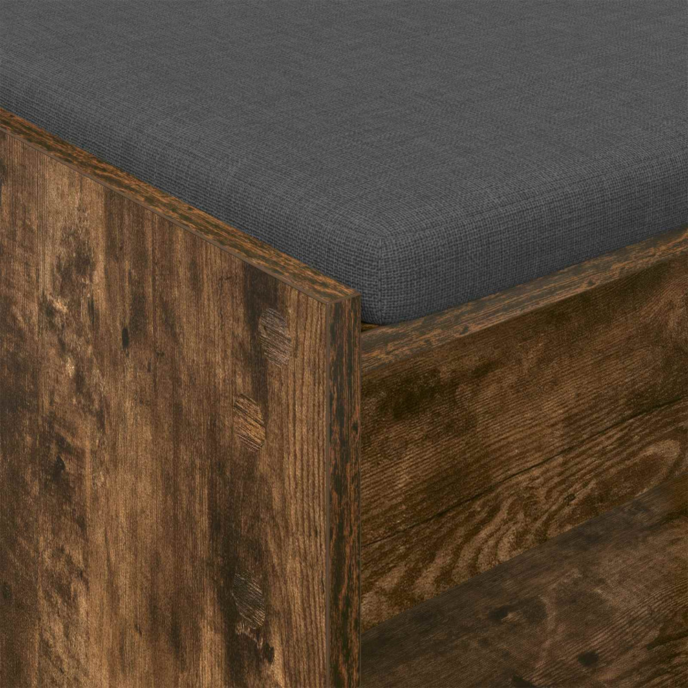 Produktbild för Hallbänk Rökt Ek 83 x 38 x 45 cm Konstruerat Trä och Tyg