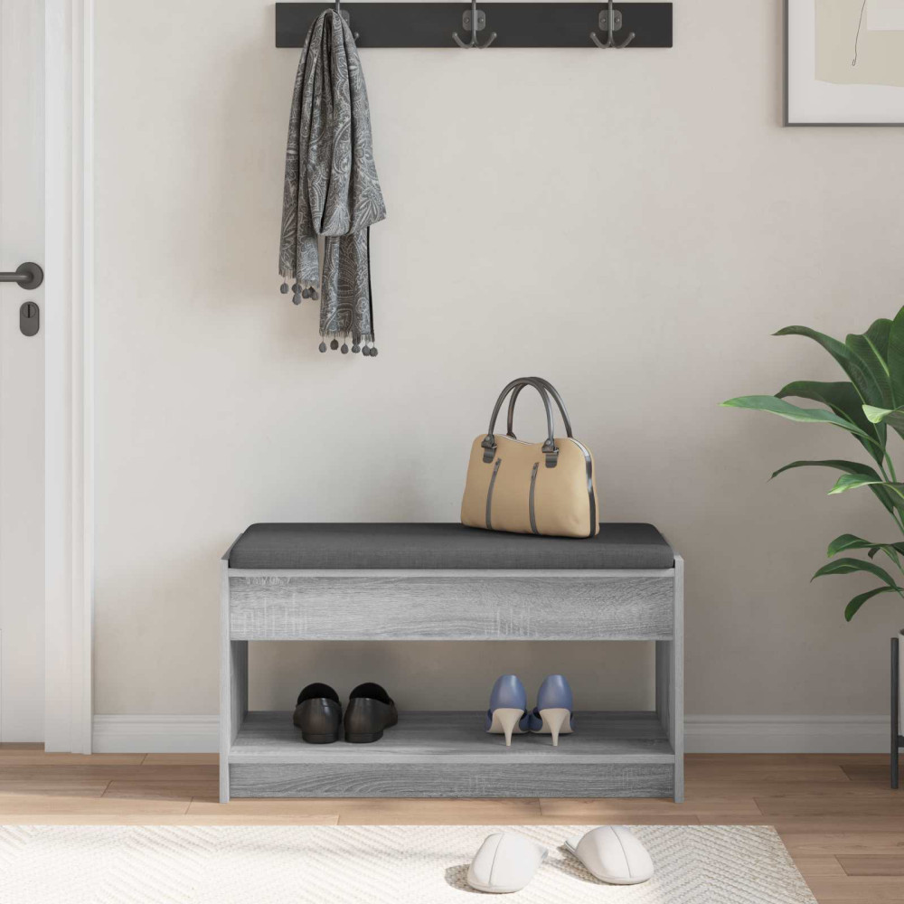 Produktbild för Hallbänk Grå Sonoma 83 x 38 x 45 cm Konstruerat Trä och Tyg