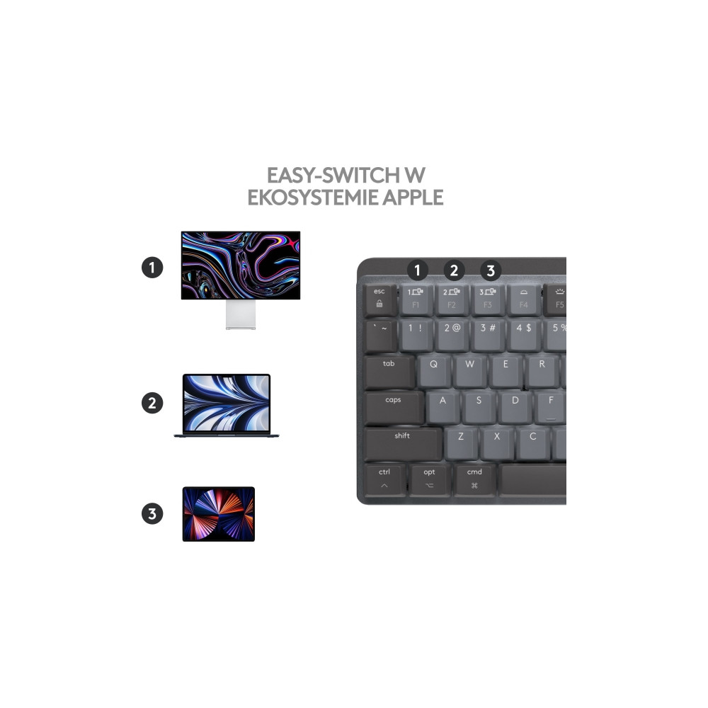 Produktbild för Logitech Master Series MX Mechanical Mini for Mac - tangentbord - QWERTY - USA, internationellt - rymdgrå Inmatningsenhet