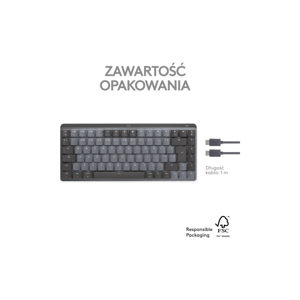 Produktbild för Logitech Master Series MX Mechanical Mini for Mac - tangentbord - QWERTY - USA, internationellt - rymdgrå Inmatningsenhet