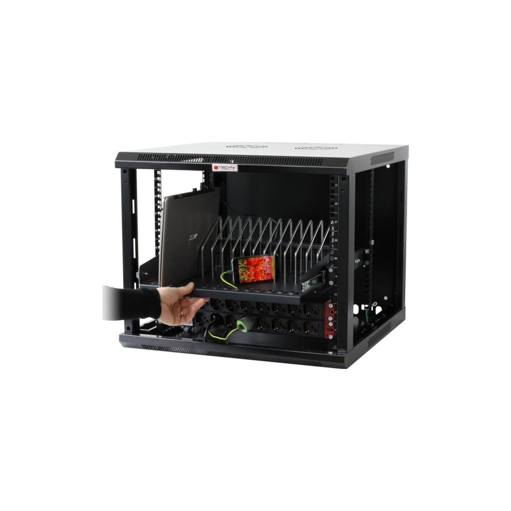 Produktbild för Techly I-CABINET-TRAY14BK, Hylla till rackskåp, Svart, 4U, 1...