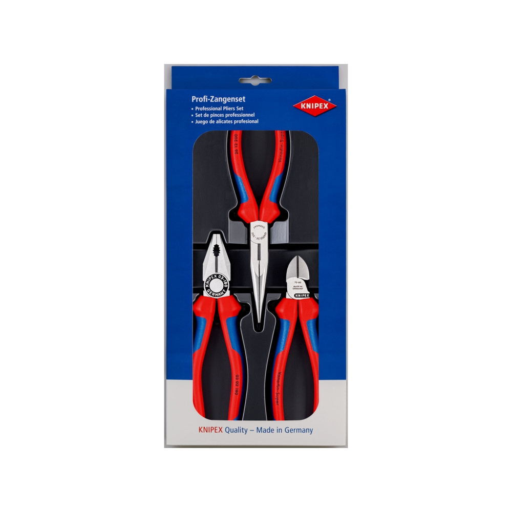Produktbild för Knipex 00 20 11, Tångset, Stål, Polypropylen (PP), Blå, Röd,...