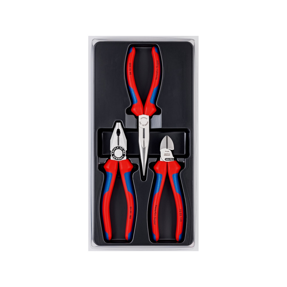 Produktbild för Knipex 00 20 11, Tångset, Stål, Polypropylen (PP), Blå, Röd,...