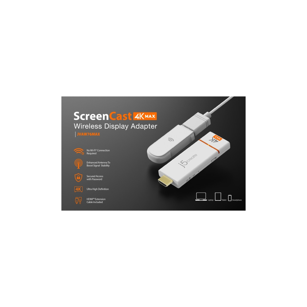Produktbild för j5create ScreenCast 4K JVAW76MAX - trådlös ljud-/videoförlängare - HDMI
