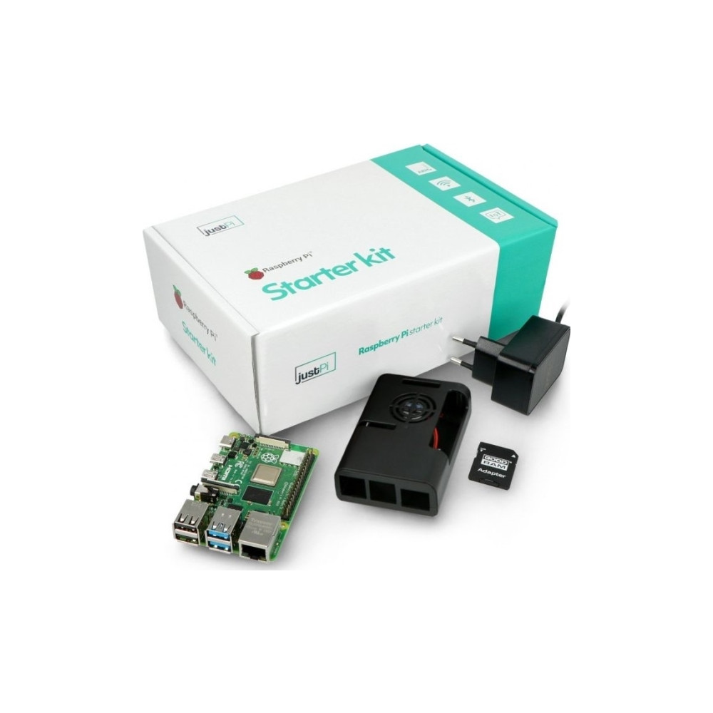 Produktbild för justPi erbjuder Raspberry Pi 4B WiFi 8GB RAM + 32GB Micro SD...