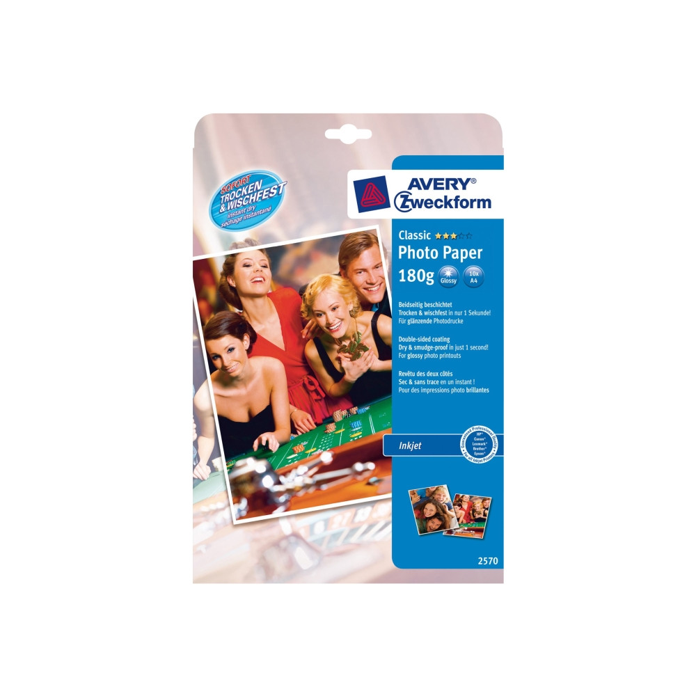 Produktbild för Avery Premium Instant DRY 2570 - fotopapper - blank - 10 ark - A4 - 180 g/m²