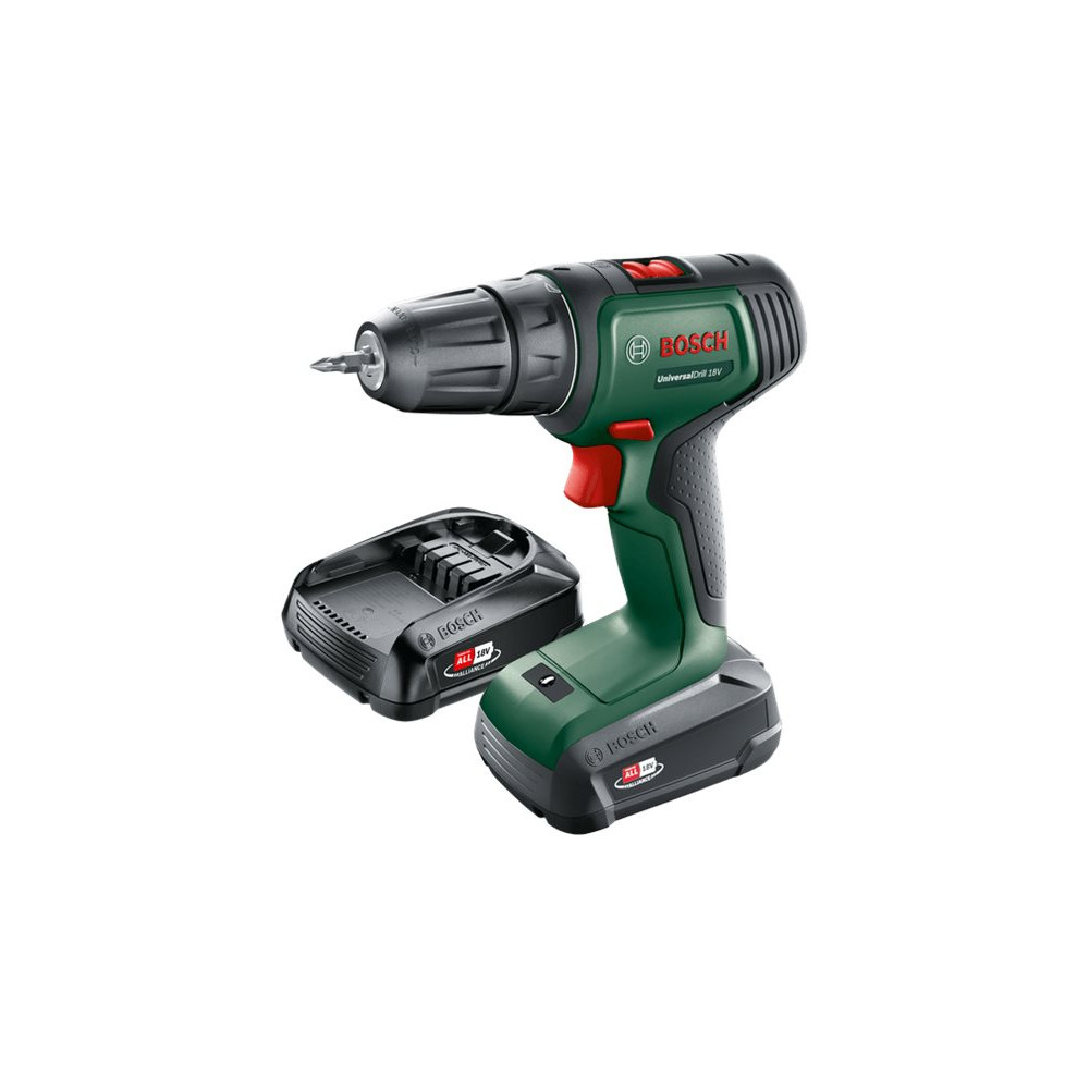 Produktbild för Bosch UniversalDrill 18 - borr/drivare - sladdlös - 2 hastigheter - 2 batterier, laddare medföljer