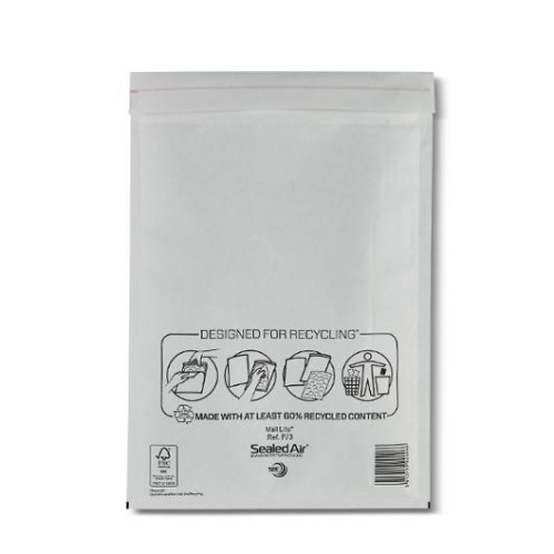 Sealed Air Bubbelpåse F/3 220x330mm vit 100/fp
