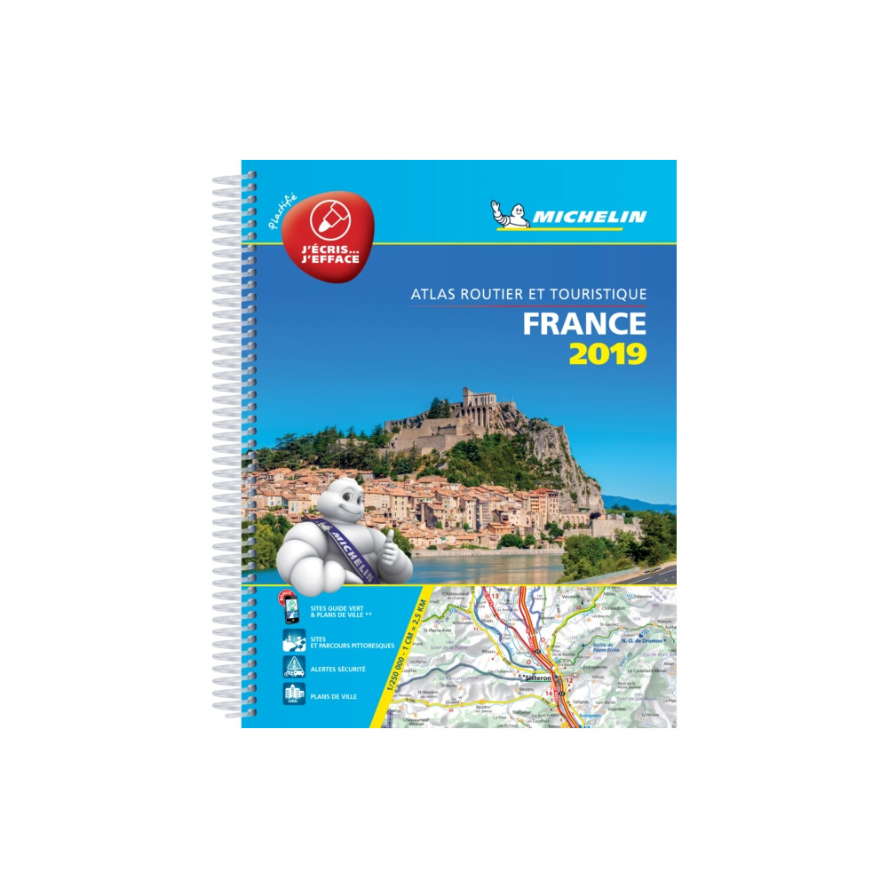 Produktbild för France 2019 -Tourist & Motoring Atlas A4 Laminated Spiral (bok, spiral, fre)
