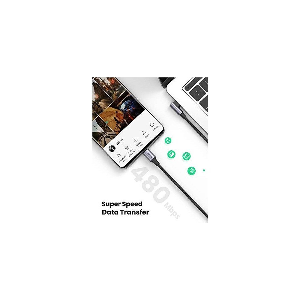 Produktbild för Ugreen - USB typ C-kabel - USB-C till USB-C - 1 m
