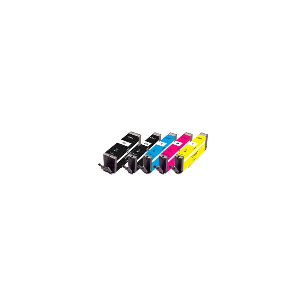 Produktbild för Peach Multi Pack - 5-pack - S - svart, gul, cyan, magenta, foto-svart - kompatibel - bläckpatron (alternativ för: Canon CLI-551, Canon PGI-550)