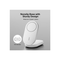 Produktbild för Belkin BoostCharge trådlöst laddställ - magnetisk, hopfällbar, med Qi2 - + växelströmsadapter - 15 watt