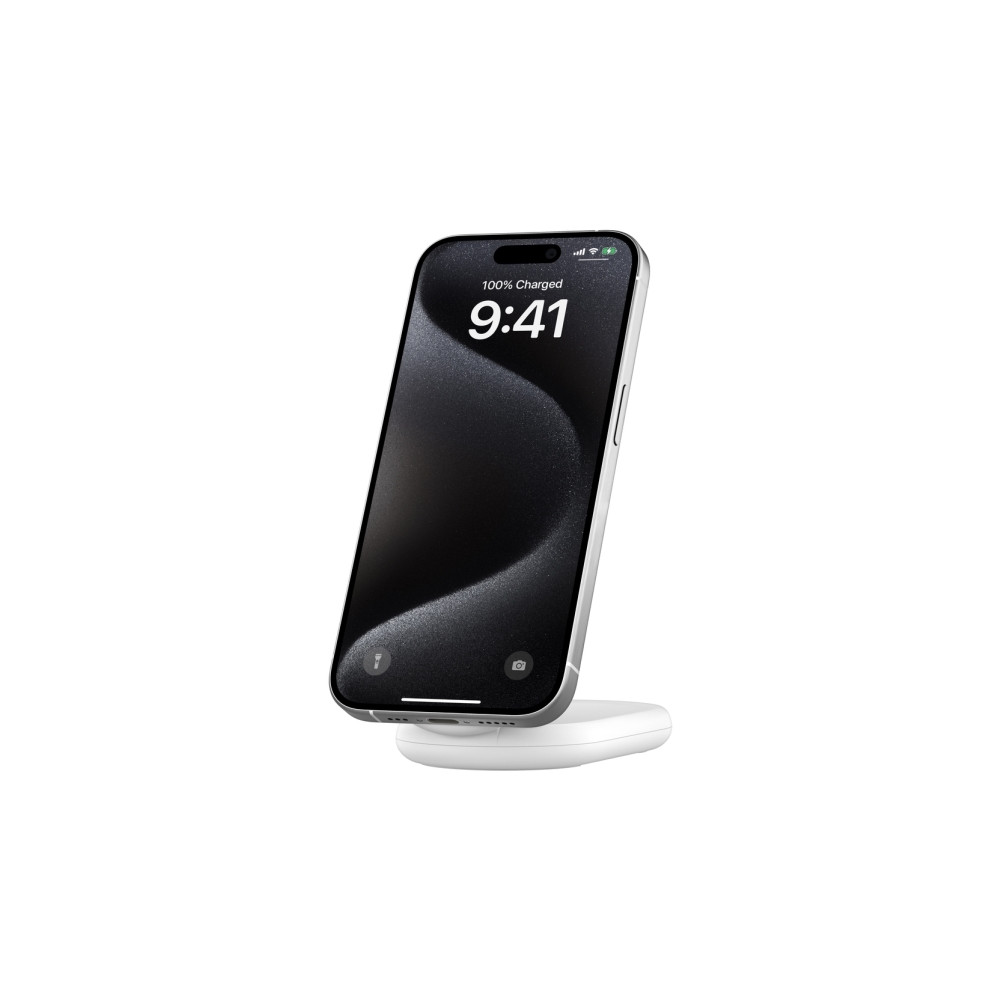 Produktbild för Belkin BoostCharge trådlöst laddställ - magnetisk, hopfällbar, med Qi2 - + växelströmsadapter - 15 watt