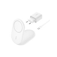 Produktbild för Belkin BoostCharge trådlöst laddställ - magnetisk, hopfällbar, med Qi2 - + växelströmsadapter - 15 watt