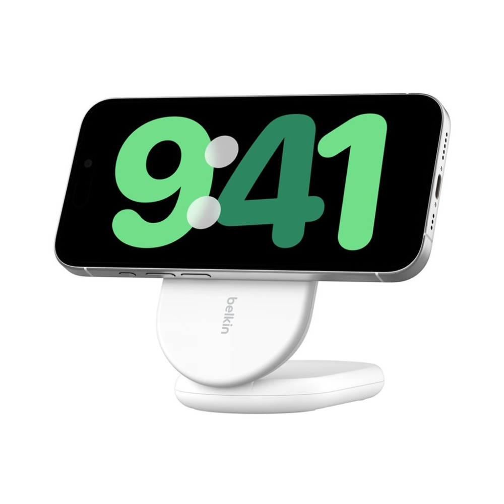 Produktbild för Belkin BoostCharge trådlöst laddställ - magnetisk, hopfällbar, med Qi2 - + växelströmsadapter - 15 watt
