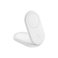 Produktbild för Belkin BoostCharge trådlöst laddställ - magnetisk, hopfällbar, med Qi2 - + växelströmsadapter - 15 watt