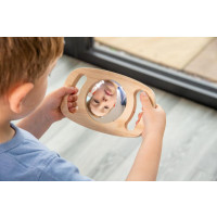 Produktbild för Spegel konkav/konvex trähandtag