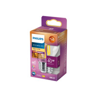Produktbild för Philips - LED-glödlampa med filament - form: P45 - klar finish - E27 - 3.4 W - varmt vitt ljus - 2200-2700 K