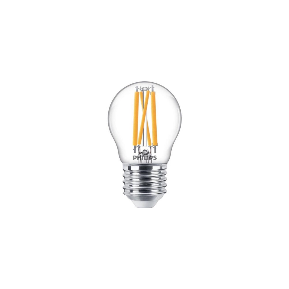 Produktbild för Philips - LED-glödlampa med filament - form: P45 - klar finish - E27 - 3.4 W - varmt vitt ljus - 2200-2700 K