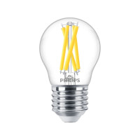 Produktbild för Philips - LED-glödlampa med filament - form: P45 - klar finish - E27 - 3.4 W - varmt vitt ljus - 2200-2700 K